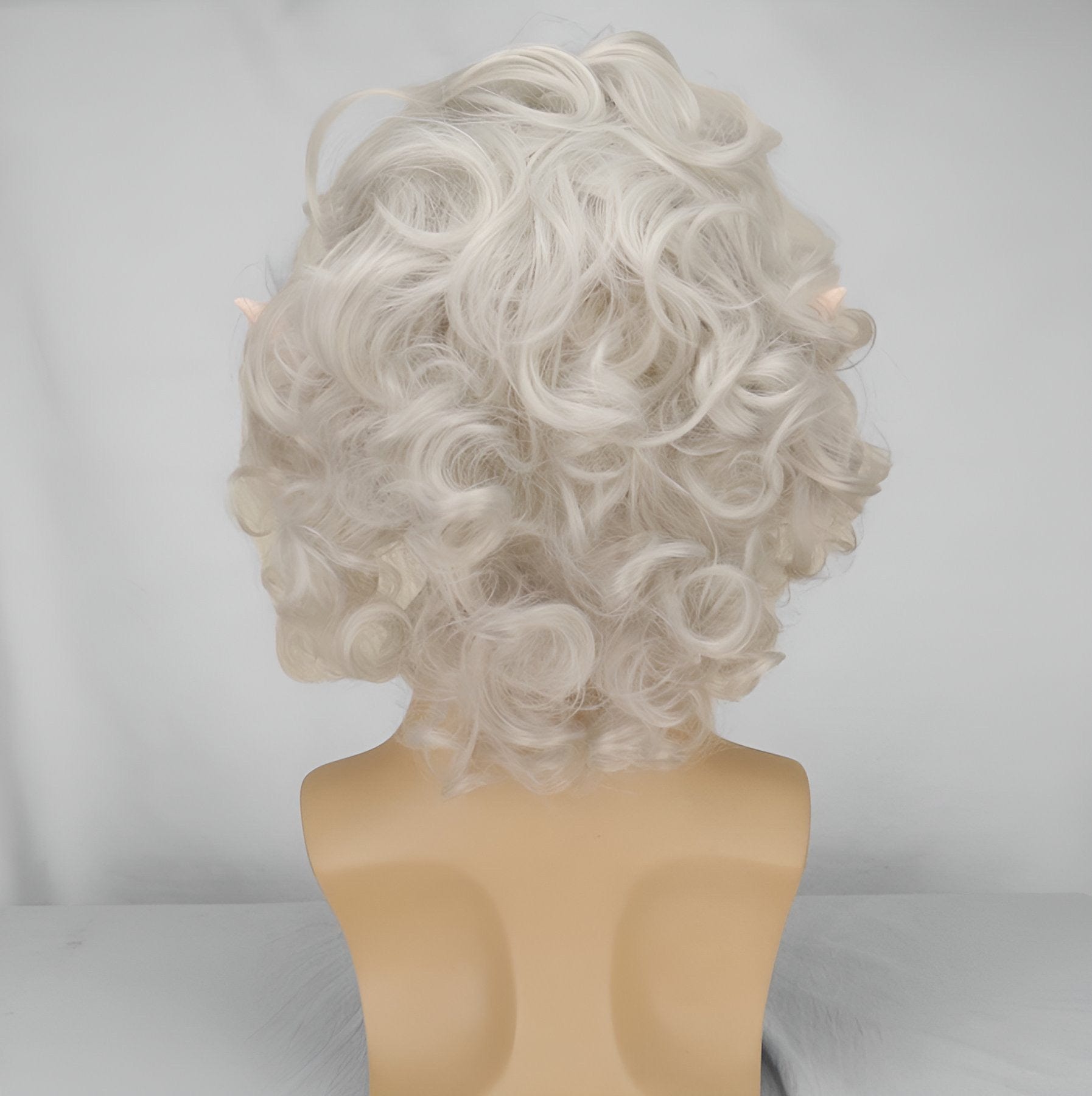 Astarion wig for men silver white short curly slicked with ears