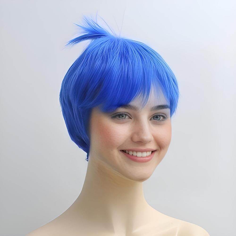 Joy Short Blue Cosplay Wig Pixie Boy Cut Straight Fringe Bangs 