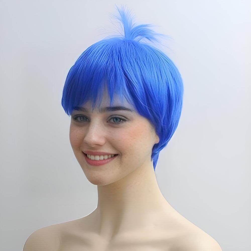 Joy Short Blue Cosplay Wig Pixie Boy Cut Straight Fringe Bangs 