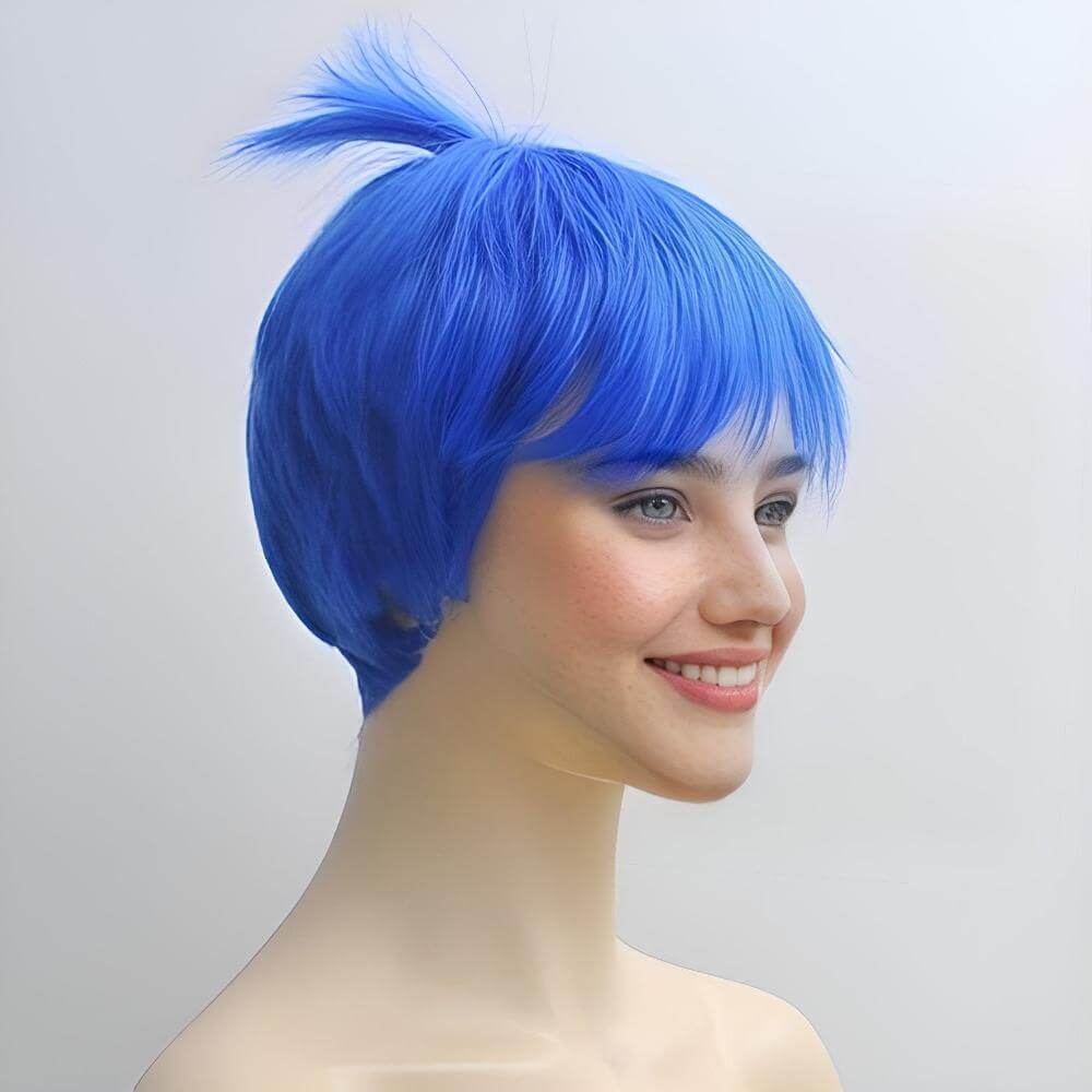 Joy Short Blue Cosplay Wig Pixie Boy Cut Straight Fringe Bangs 