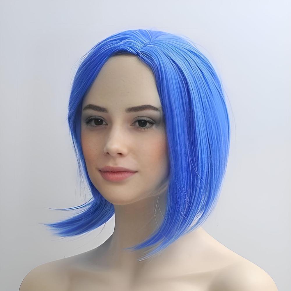 Sadness Blue Wig For Cosplay Women Straight Short Bob Side Part For Costume Party