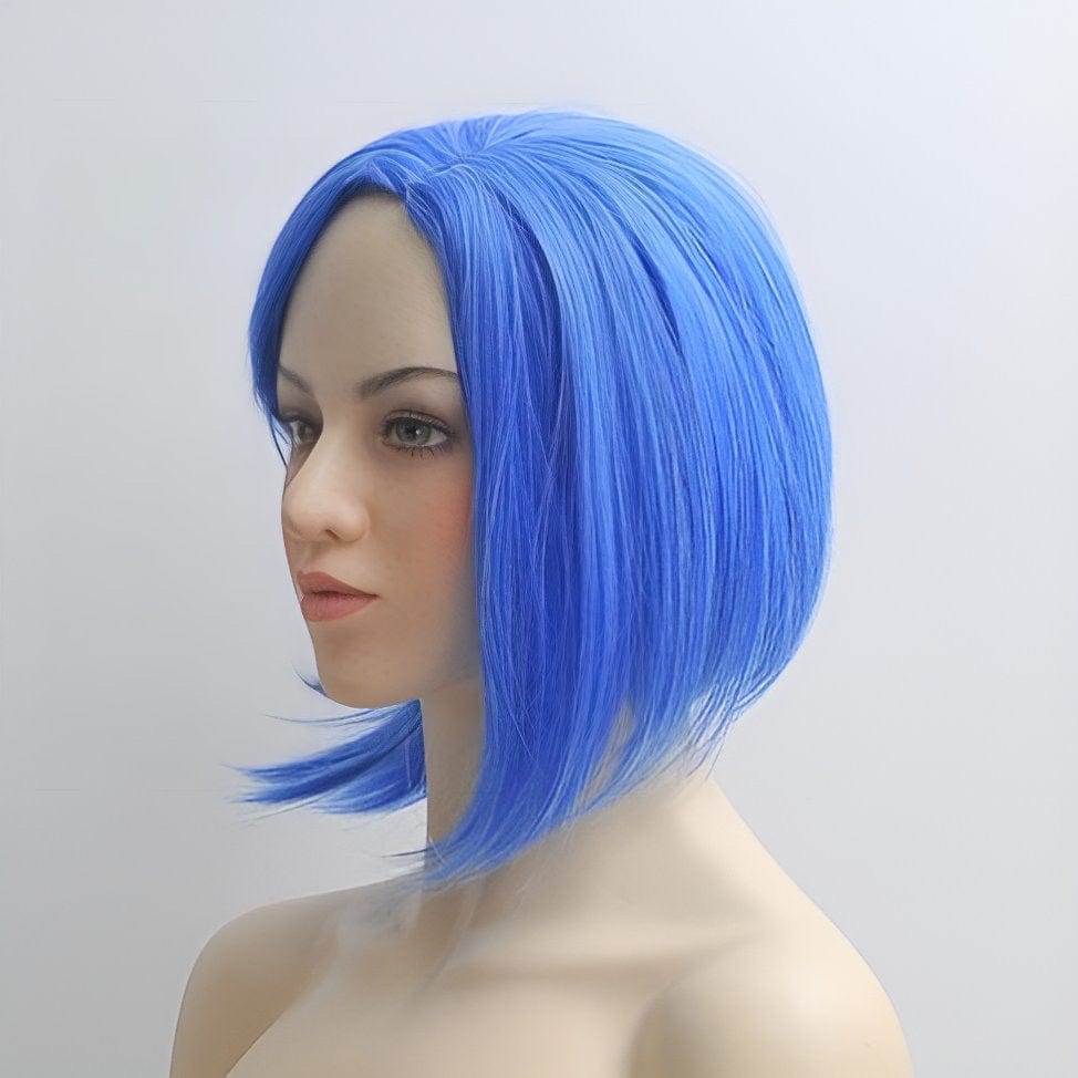 Sadness Blue Wig For Cosplay Women Straight Short Bob Side Part For Costume Party