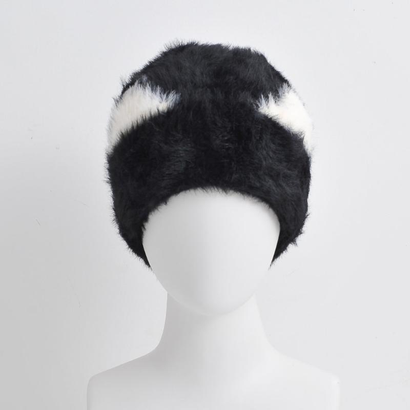 nevermindyrhead Black Faux Fur Cat Ears Beanie For Women Soft Warm Fuzzy Winter Hat