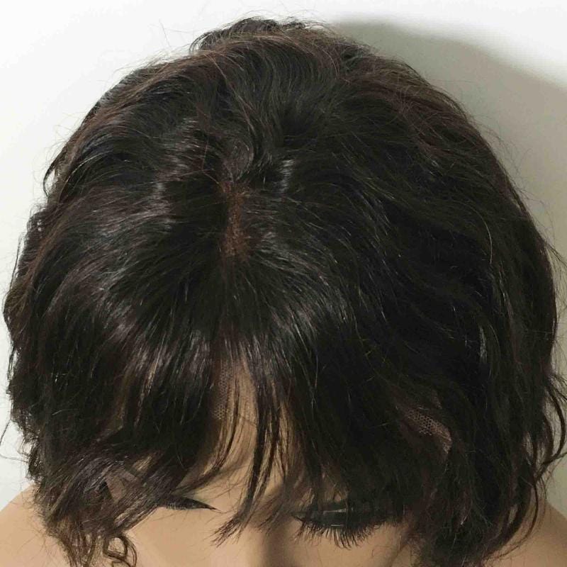 nevermindyrhead Black Human Hair Wig For Women Lace Front With Bangs Short Curly Natural Looking Glueless