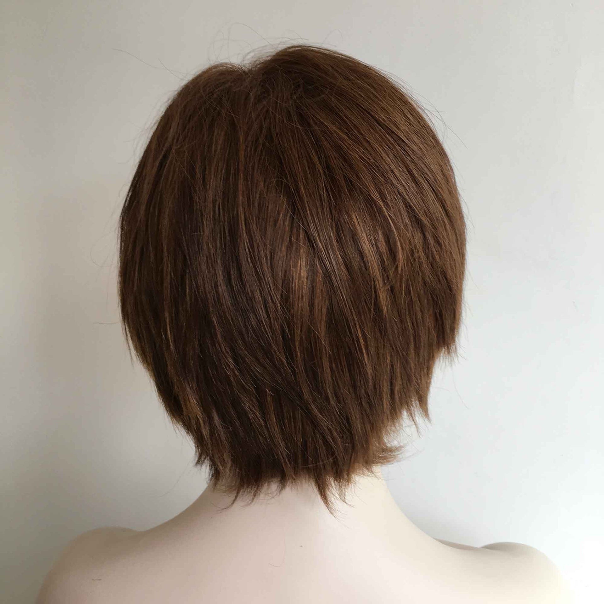 nevermindyrhead Brown Human Hair Wig For Women 13X6 Lace Front With Bangs Pixie Cut Short Straight Hair Side Part