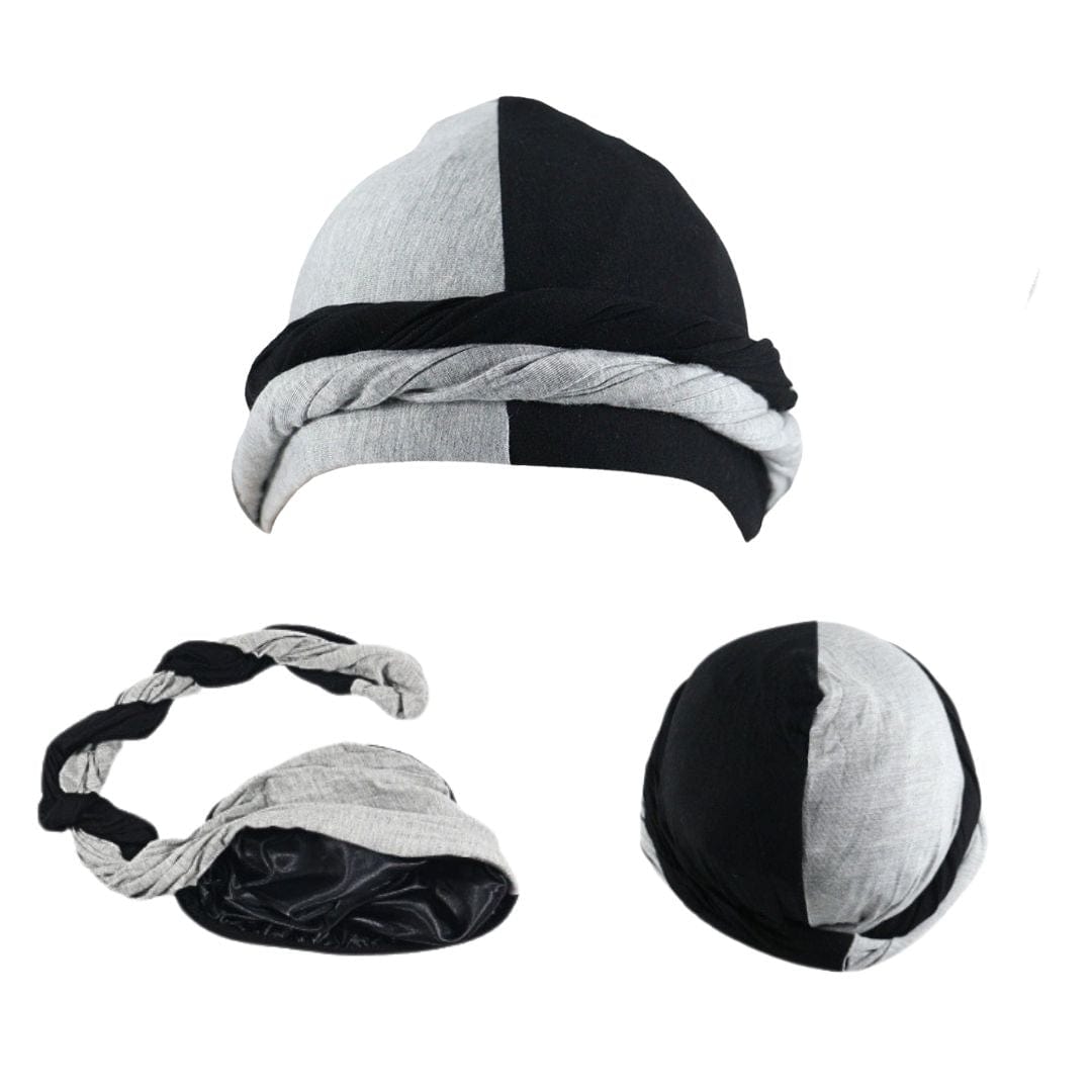 nevermindyrhead Color Block Turban for Men Twist Head Wraps Durag Satin Lined Unisex Scarf Tie Wave Cap