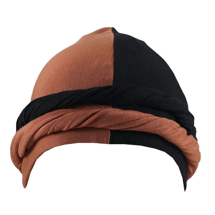 nevermindyrhead Color Block Turban for Men Twist Head Wraps Durag Satin Lined Unisex Scarf Tie Wave Cap Brown