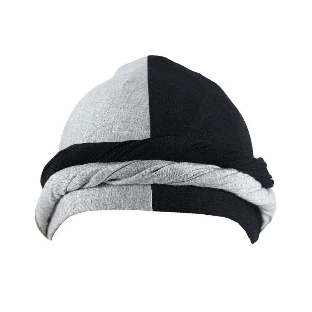 nevermindyrhead Color Block Turban for Men Twist Head Wraps Durag Satin Lined Unisex Scarf Tie Wave Cap Gray