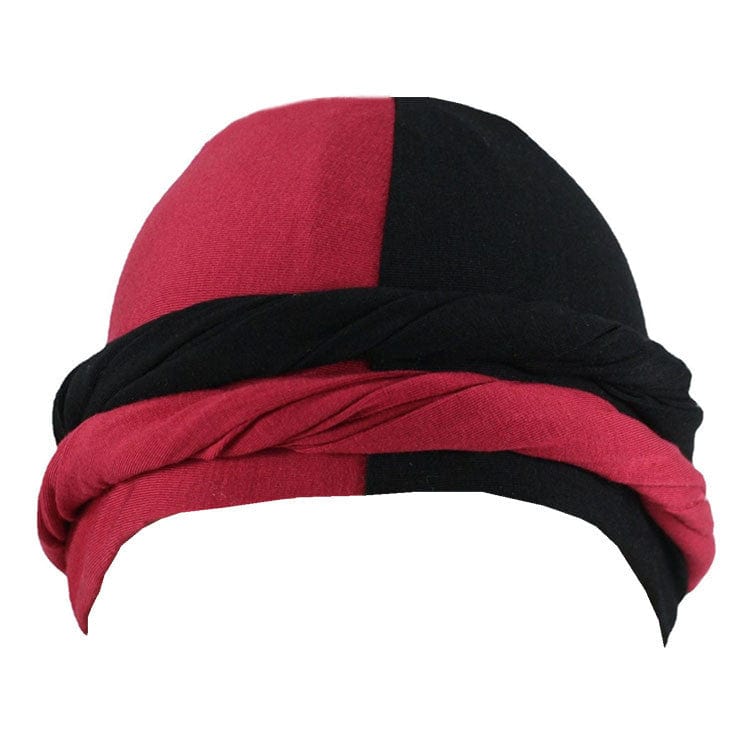 nevermindyrhead Color Block Turban for Men Twist Head Wraps Durag Satin Lined Unisex Scarf Tie Wave Cap Red