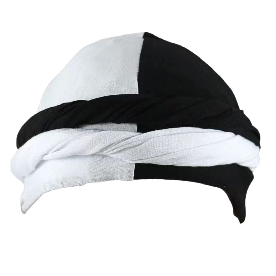 nevermindyrhead Color Block Turban for Men Twist Head Wraps Durag Satin Lined Unisex Scarf Tie Wave Cap White