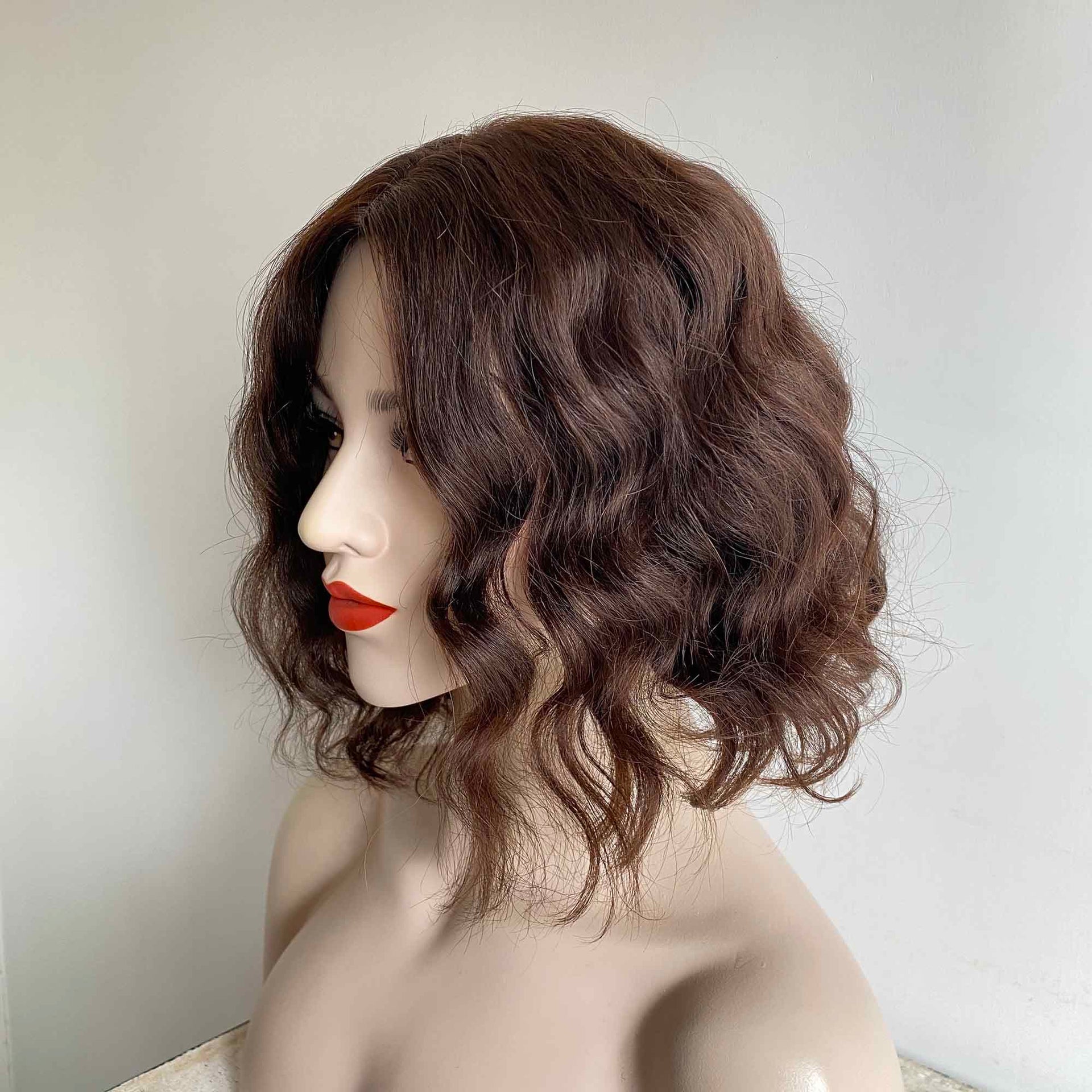 nevermindyrhead Dark Brown Human Hair Wig For Women Curly Short Bob Glueless Middle Part