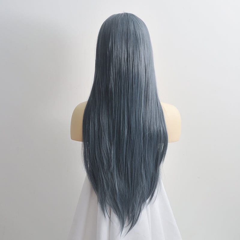 nevermindyrhead Dark Gray Lace Front Wig For Women Long Straight Free Parting Sicked Smooth Natural Looking