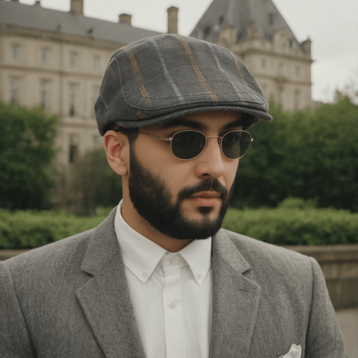 nevermindyrhead Flat Cap For Men Classic Gray Plaid Pattern Cotton Blend Newsboy Driving Hat Ivy Cabbie