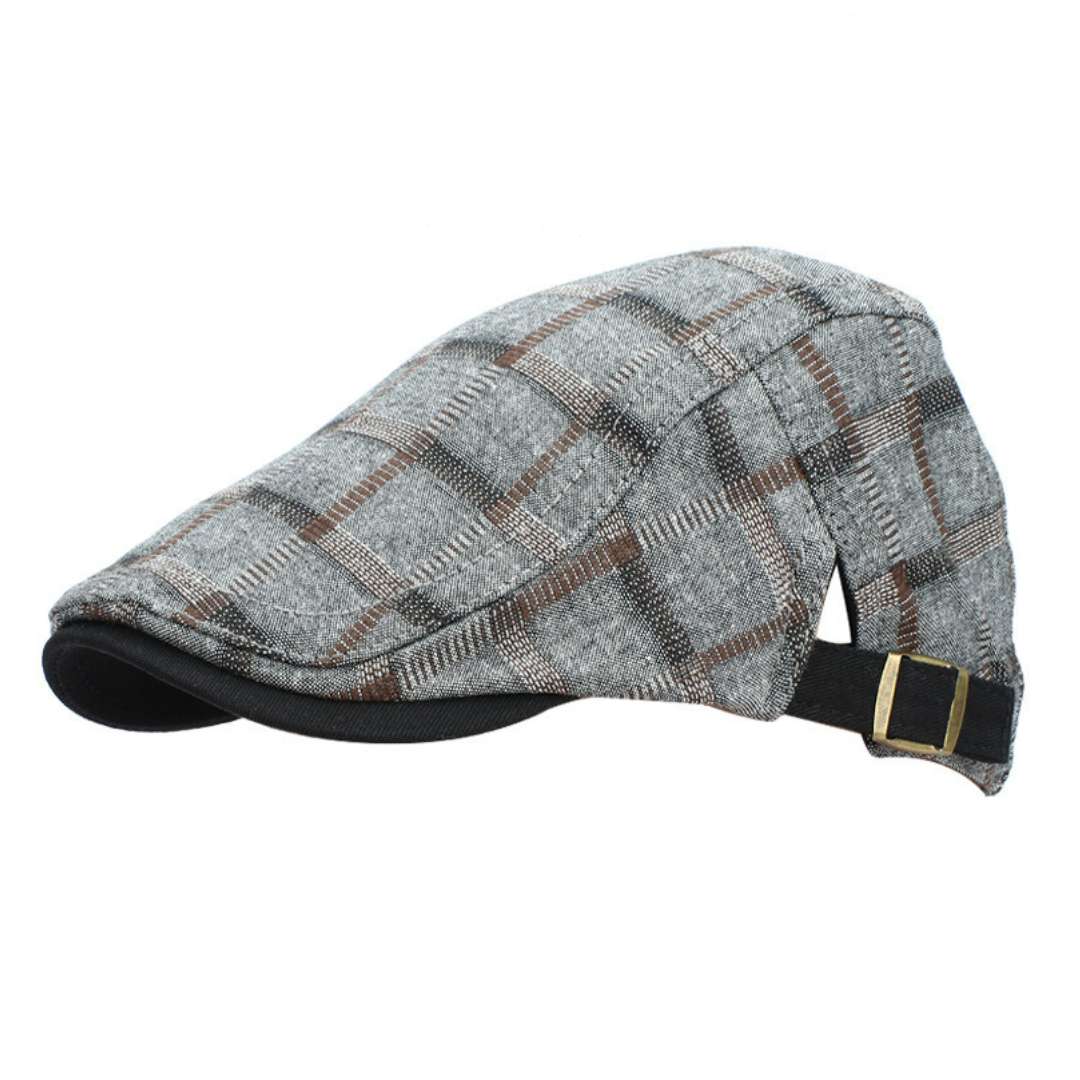 nevermindyrhead Flat Cap For Men Classic Gray Plaid Pattern Cotton Blend Newsboy Driving Hat Ivy Cabbie