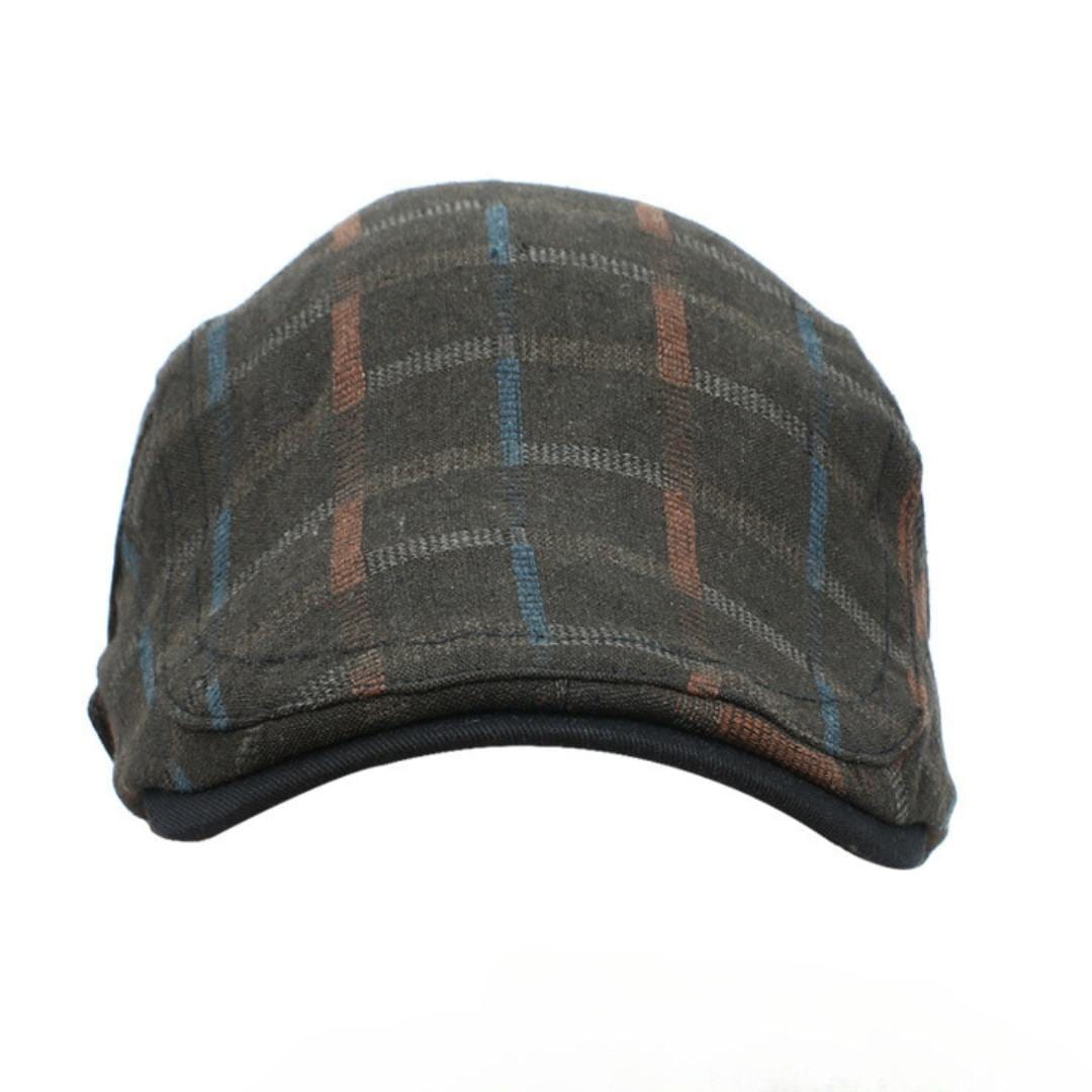 nevermindyrhead Flat Cap For Men Classic Gray Plaid Pattern Cotton Blend Newsboy Driving Hat Ivy Cabbie