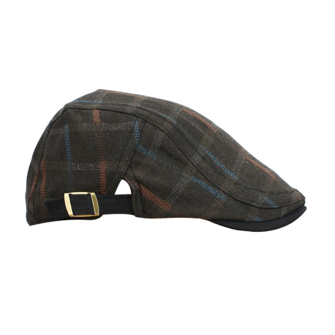 nevermindyrhead Flat Cap For Men Classic Gray Plaid Pattern Cotton Blend Newsboy Driving Hat Ivy Cabbie Brown