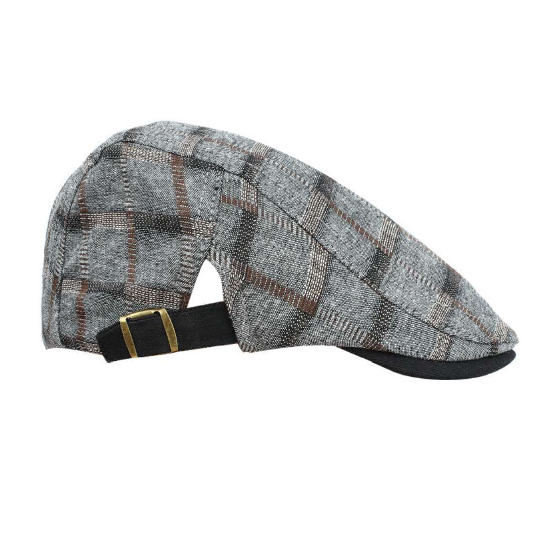 nevermindyrhead Flat Cap For Men Classic Gray Plaid Pattern Cotton Blend Newsboy Driving Hat Ivy Cabbie Gray