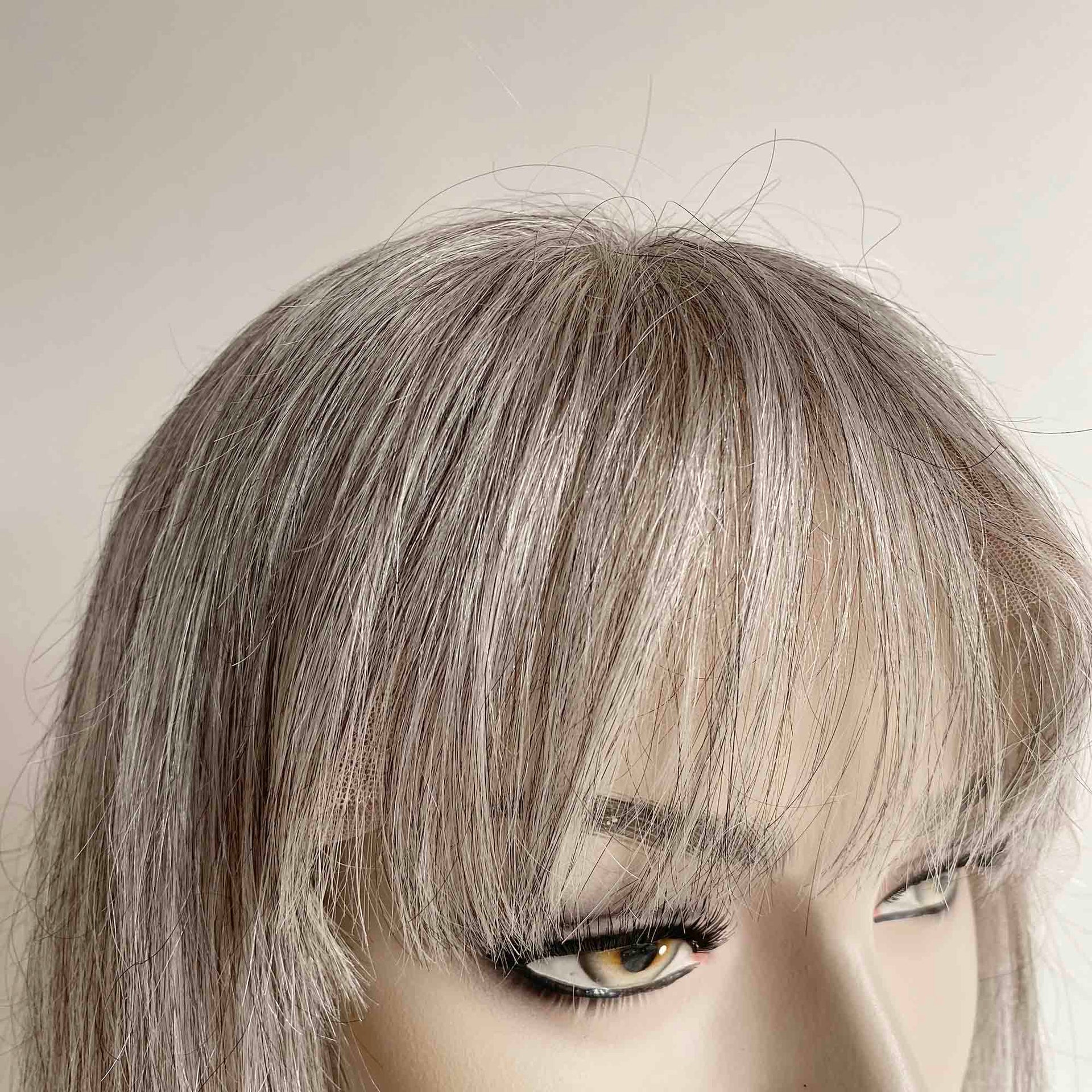 nevermindyrhead Gary Silver Human Hair Wig For Women Salt And Pepper Lace Front Short Bob Bangs