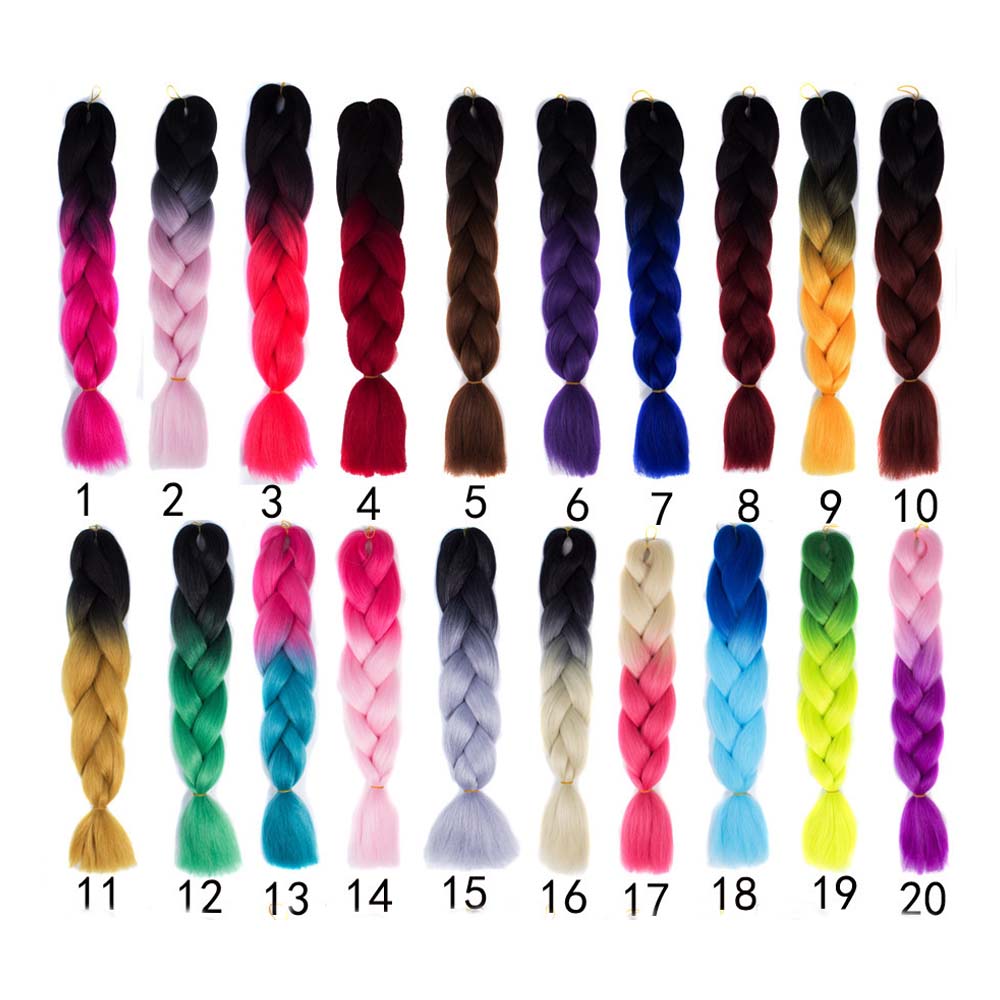nevermindyrhead Jumbo Braiding Crochet Synthetic Yaki Hair Extensions Ombre Rainbow Color For Women Kids 24 Inches