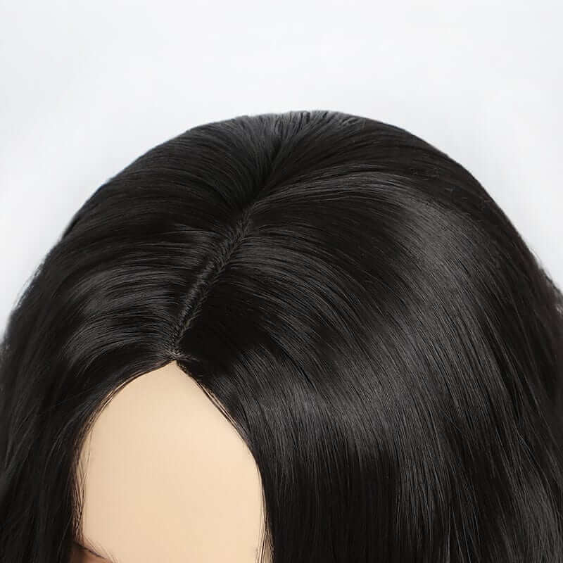 nevermindyrhead Men Black Long Curly Goth Wig Middle Part Thick For Cosplay Costume