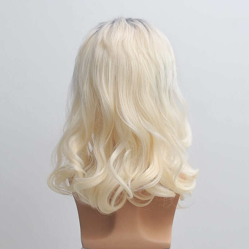 nevermindyrhead Men Blonde Retro Mullet Wig With Bangs Long Curly Dark Root Black Base For Cosplay