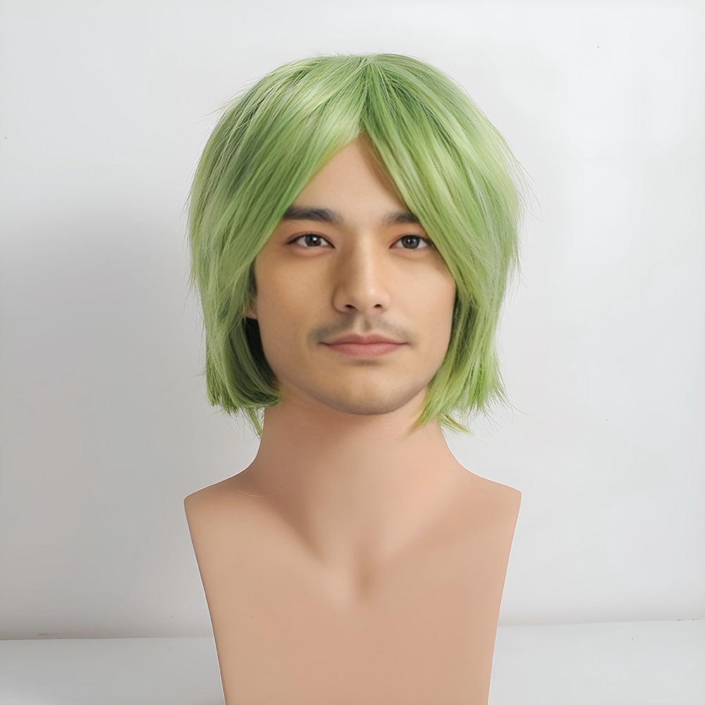 nevermindyrhead Men Green Short Straight Long Bangs Cosplay Anime Wig 3 Colors Green 076