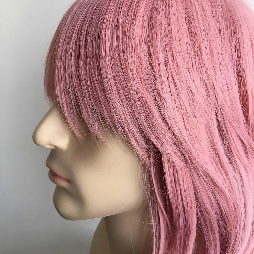 nevermindyrhead Men Pink Cosplay Wig With Bangs Short Straight Hair Layers Choppy Cutting