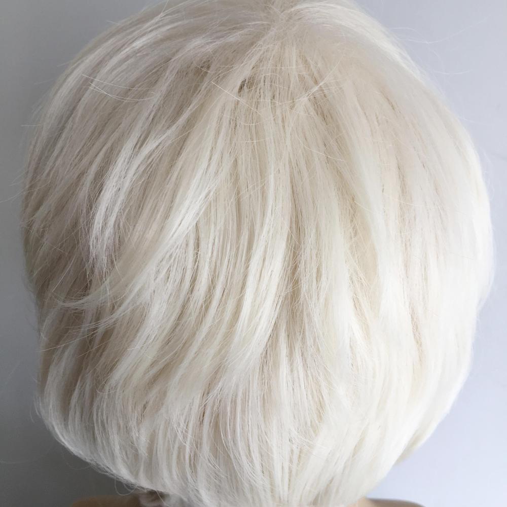 nevermindyrhead Men Platinum Blonde Cosplay Wig Short Straight With Classic Side-Swept Fringe Bangs For Costume Party