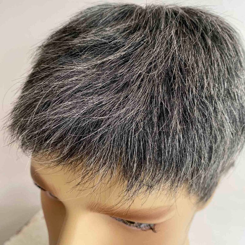 nevermindyrhead Men Silver Gray Human Hair Wig Salt And Pepper Grey Short Straight Very Short Bangs