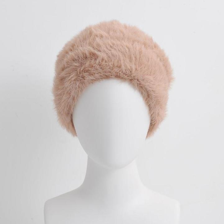 nevermindyrhead Pink Faux Fur Beanie for Women Soft Warm Fuzzy Winter Hat