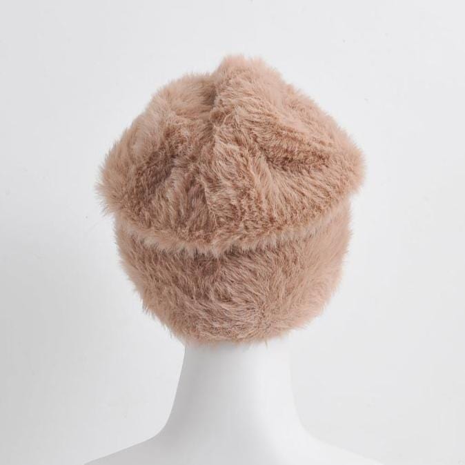 nevermindyrhead Pink Faux Fur Beanie for Women Soft Warm Fuzzy Winter Hat