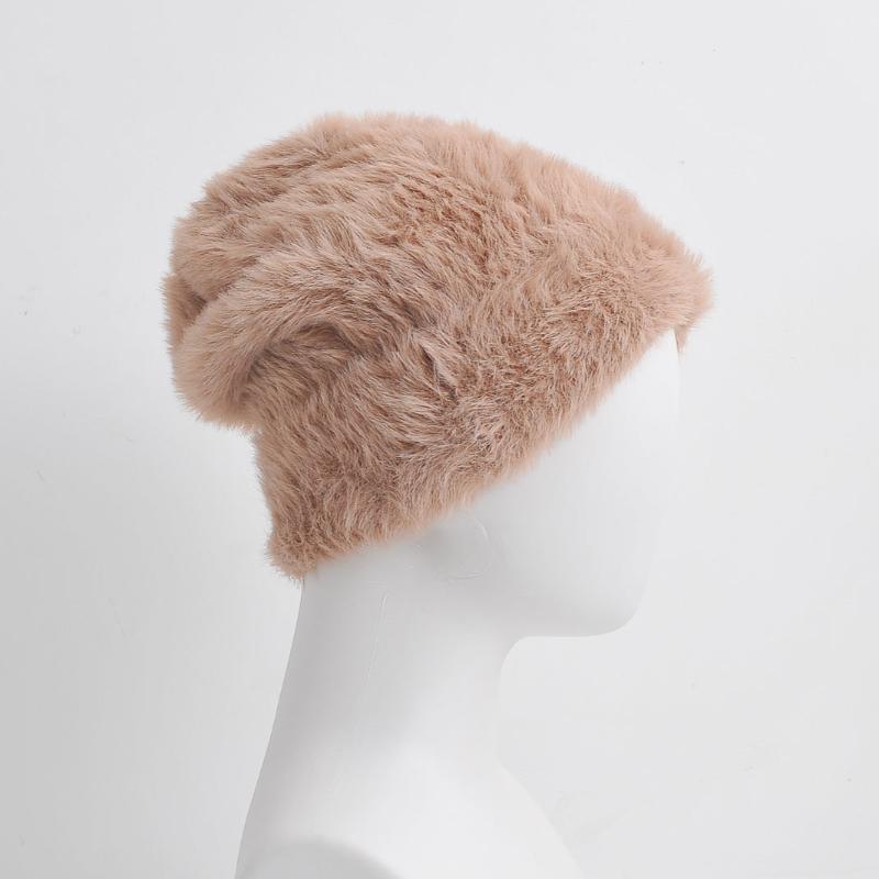 nevermindyrhead Pink Faux Fur Beanie for Women Soft Warm Fuzzy Winter Hat