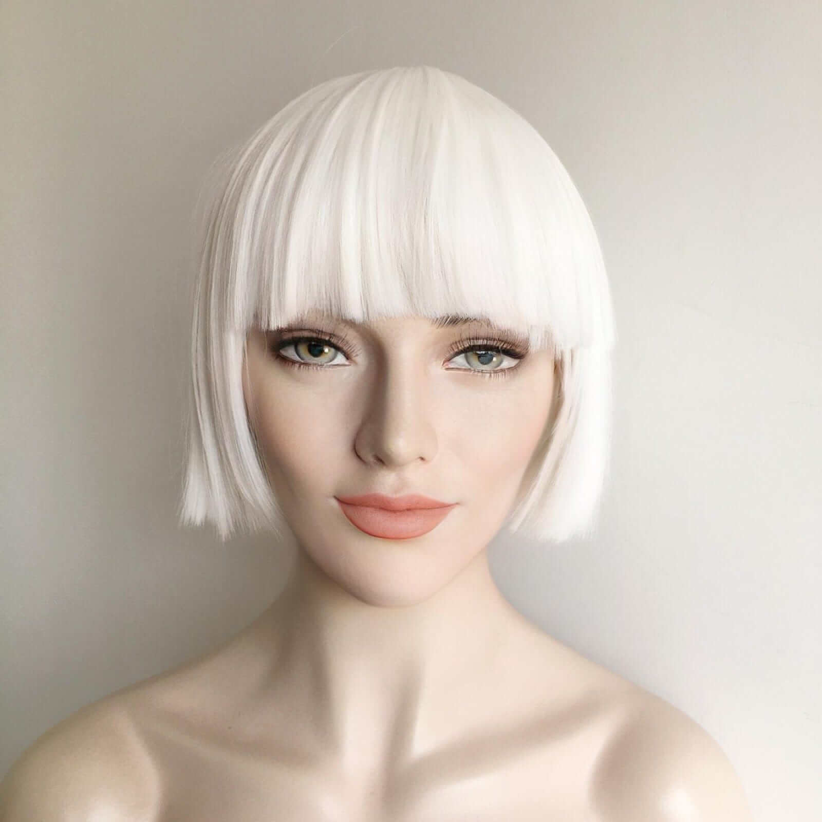 nevermindyrhead Snow White Short Bob Wig For Women Full Bangs Straight Hair Mushroom Head