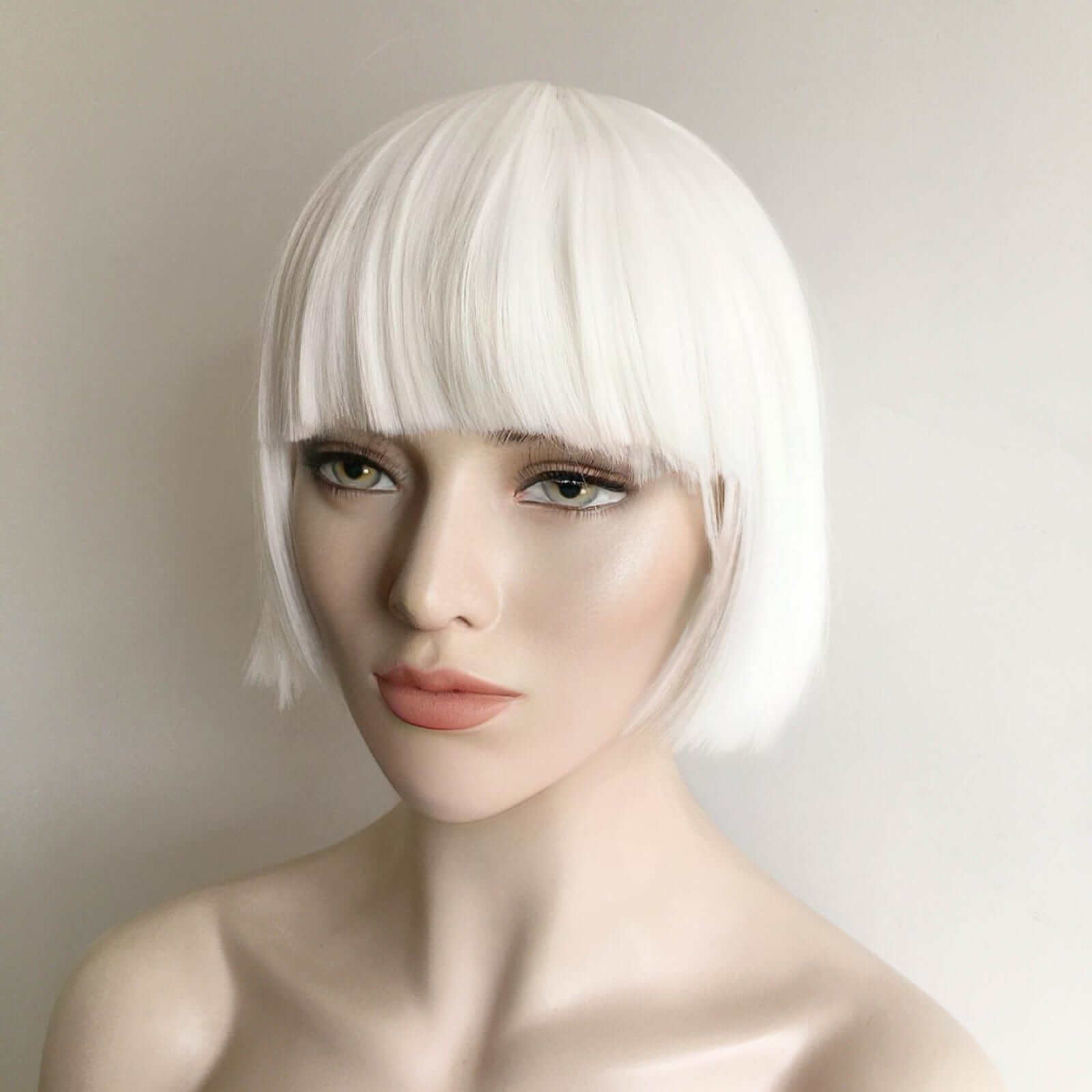 nevermindyrhead Snow White Short Bob Wig For Women Full Bangs Straight Hair Mushroom Head