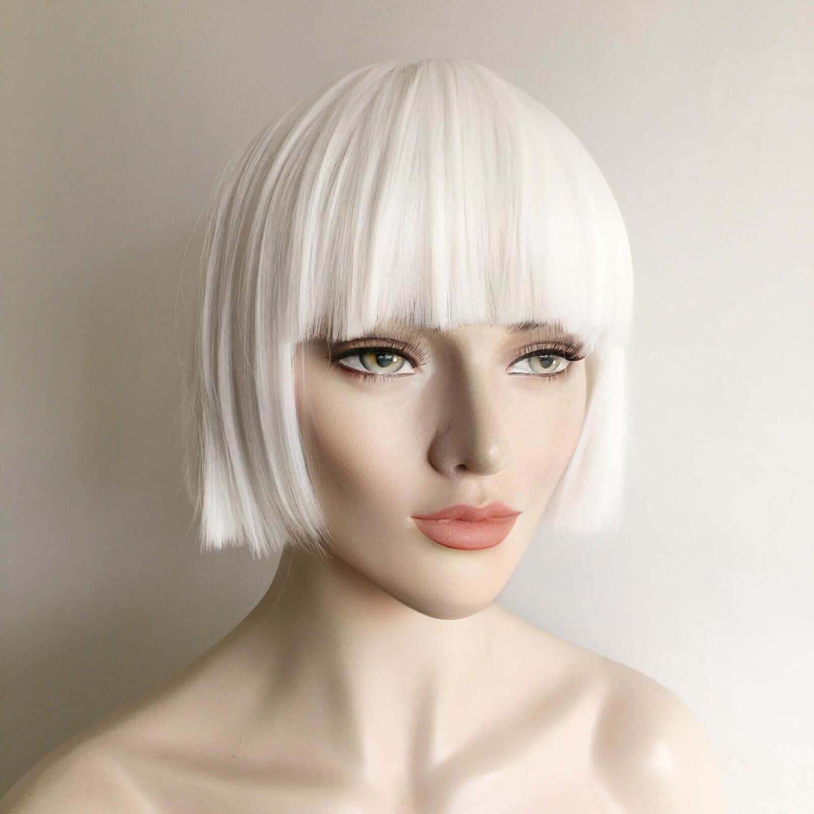 nevermindyrhead Snow White Short Bob Wig For Women Full Bangs Straight Hair Mushroom Head