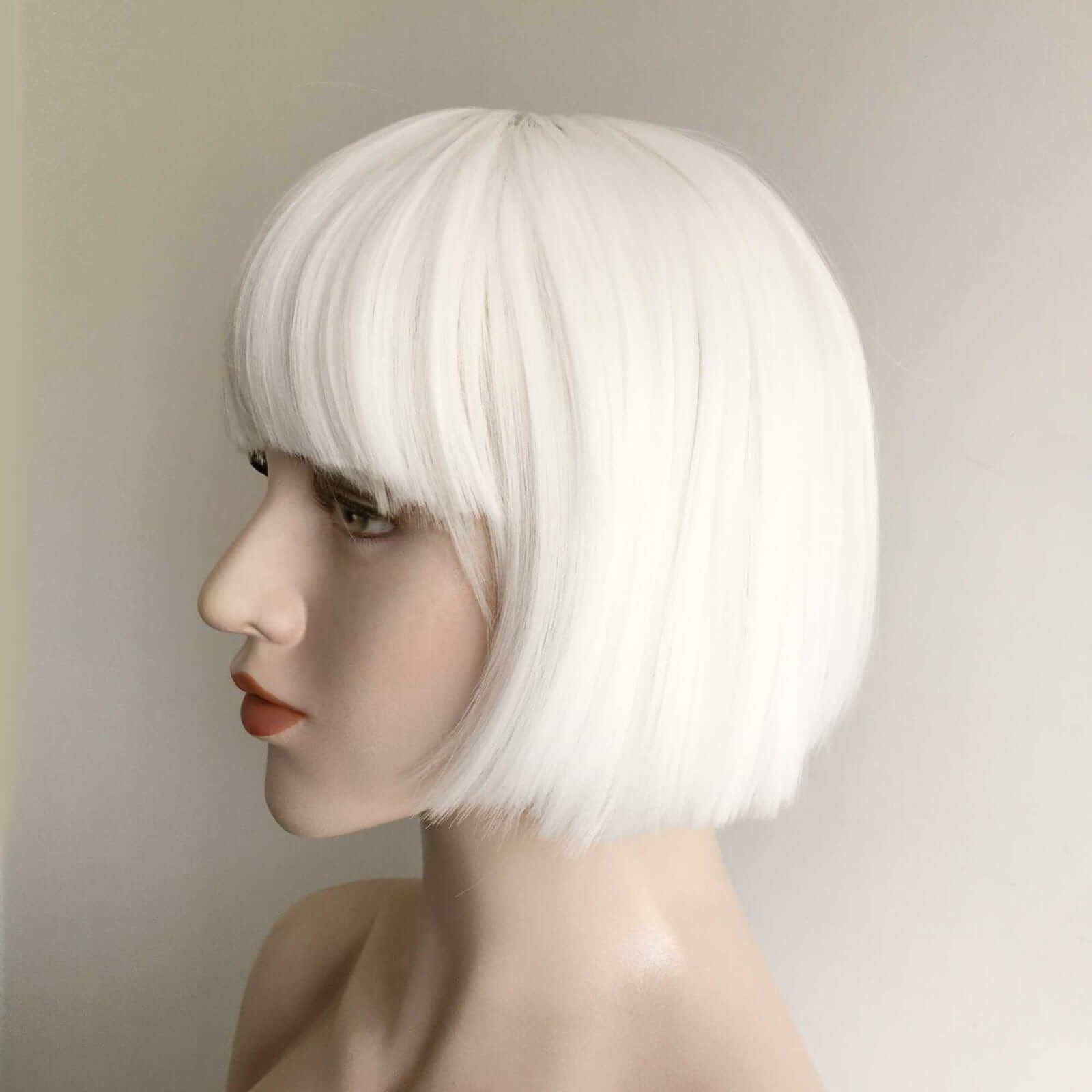 nevermindyrhead Snow White Short Bob Wig For Women Full Bangs Straight Hair Mushroom Head