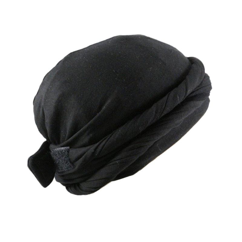 nevermindyrhead Turban for Men Twist Head Wraps Durag Satin Lined Unisex Scarf Tie Wave Cap With Velcro 6 Colors Black