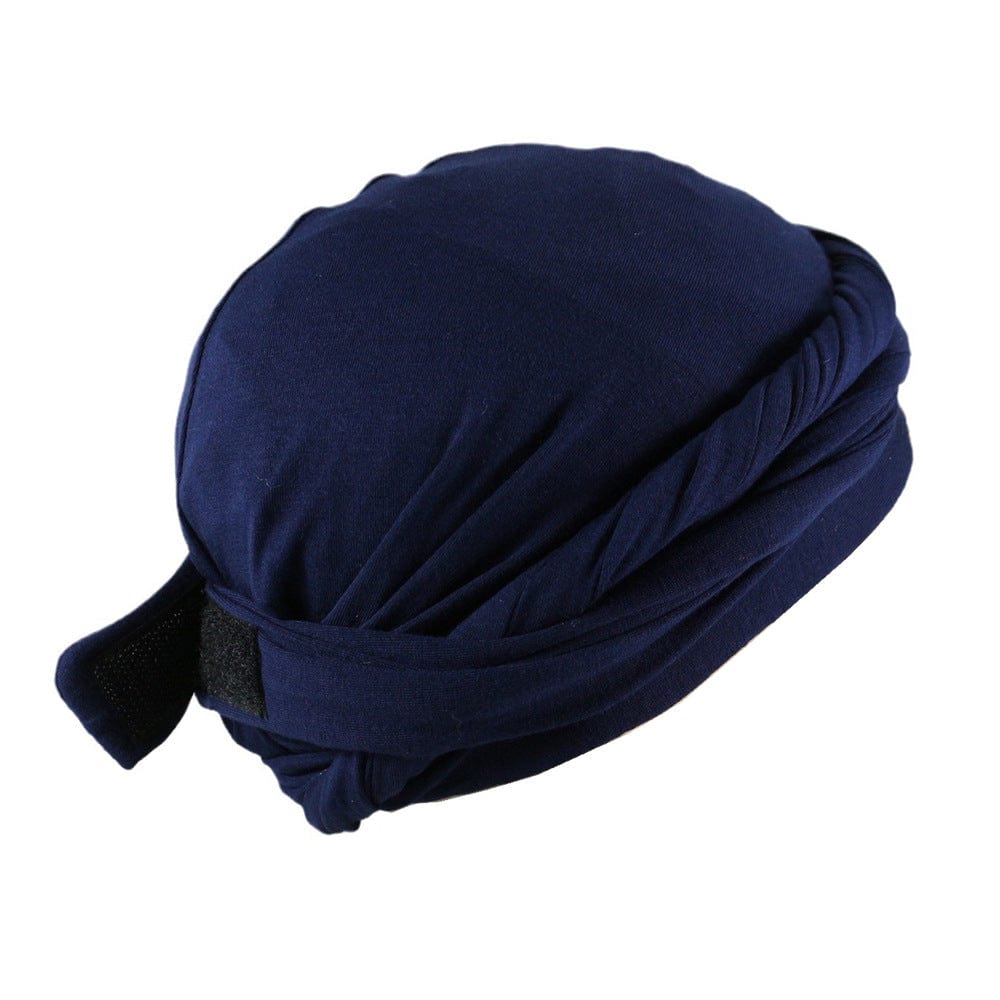 nevermindyrhead Turban for Men Twist Head Wraps Durag Satin Lined Unisex Scarf Tie Wave Cap With Velcro 6 Colors Navy