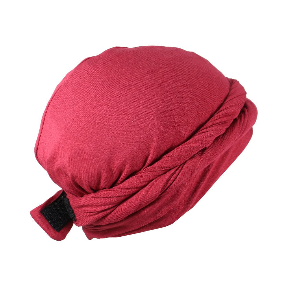 nevermindyrhead Turban for Men Twist Head Wraps Durag Satin Lined Unisex Scarf Tie Wave Cap With Velcro 6 Colors Red