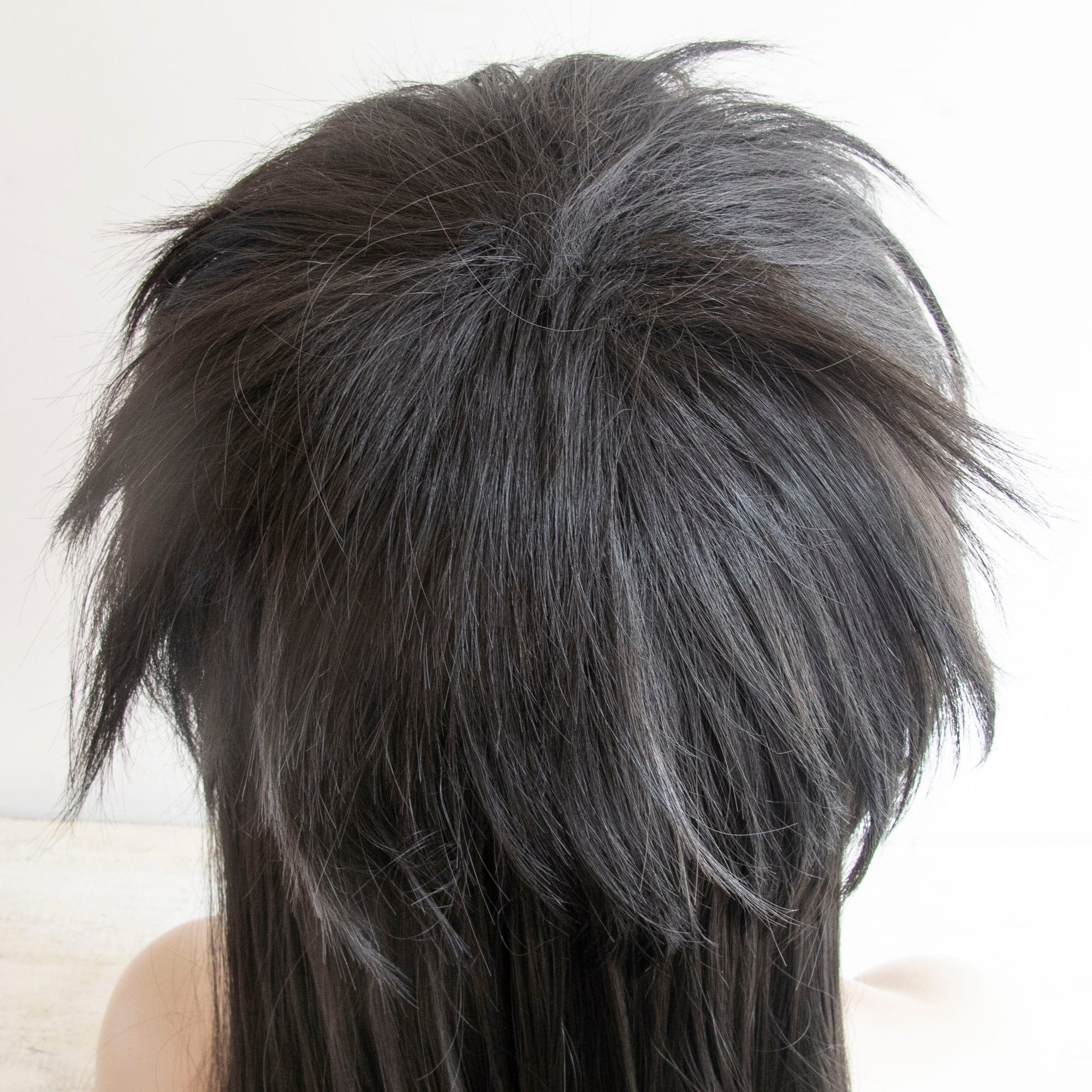 Wolf Cut Wig Women Black Long Straight Bangs Gothic Mullet ...