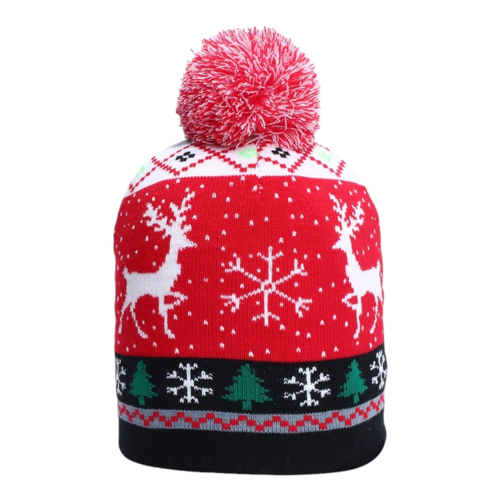 nevermindyrhead Women Christmas Cartoon Pattern Beanie Winter Hat With Pom Warm Knit Cap C