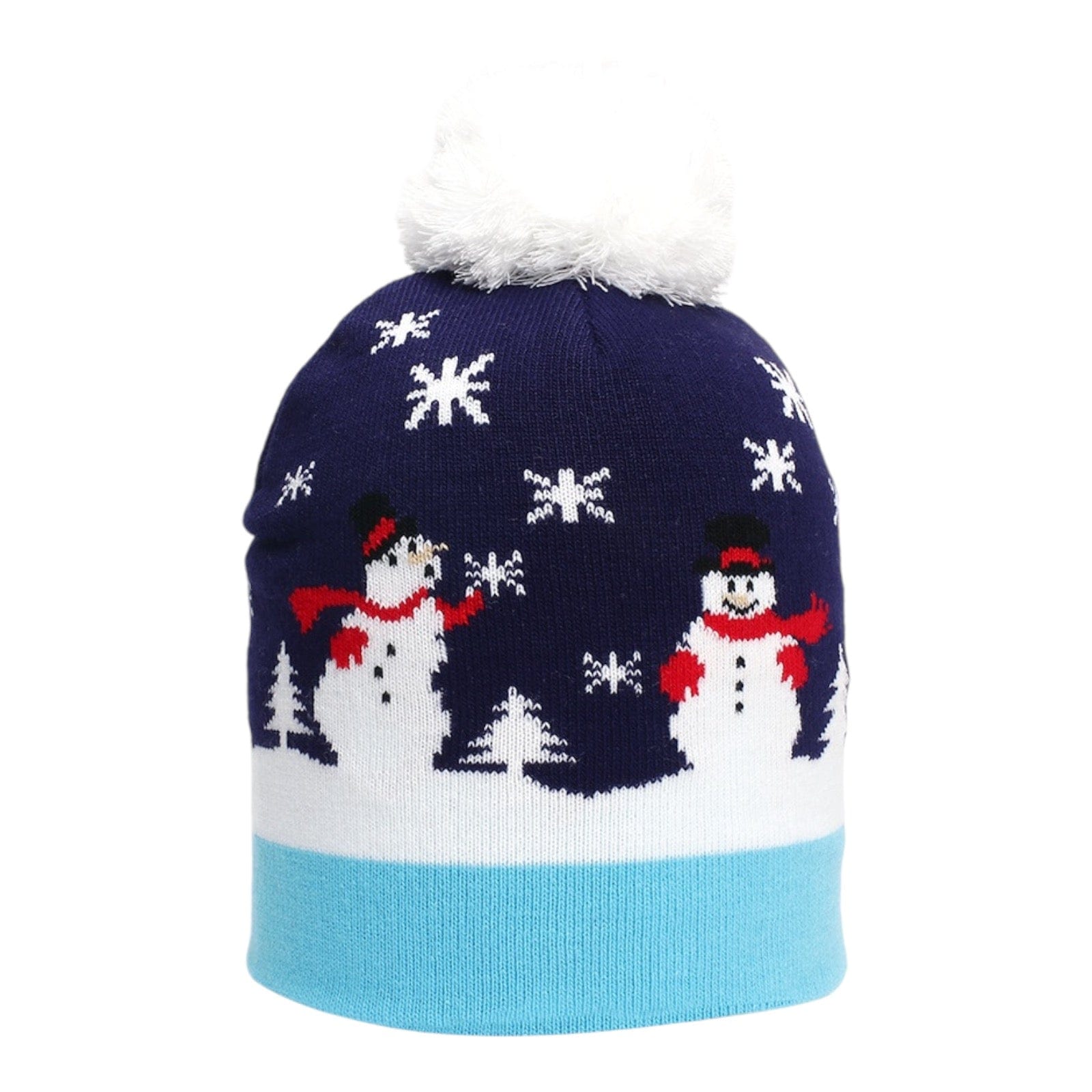 nevermindyrhead Women Christmas Cartoon Pattern Beanie Winter Hat With Pom Warm Knit Cap D