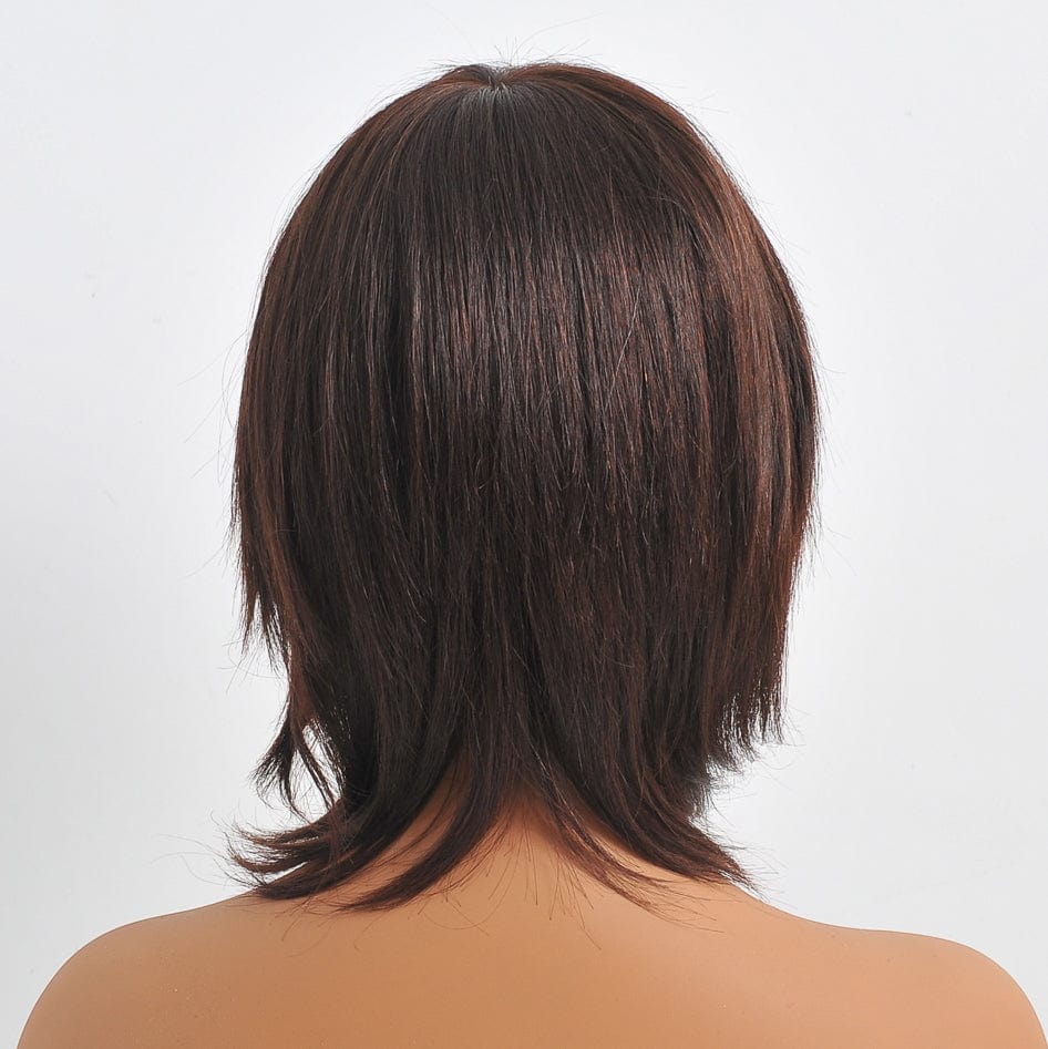 nevermindyrhead Women Dark Brown Human Hair Wig Short Wig With Bangs Straight Choppy Cutting