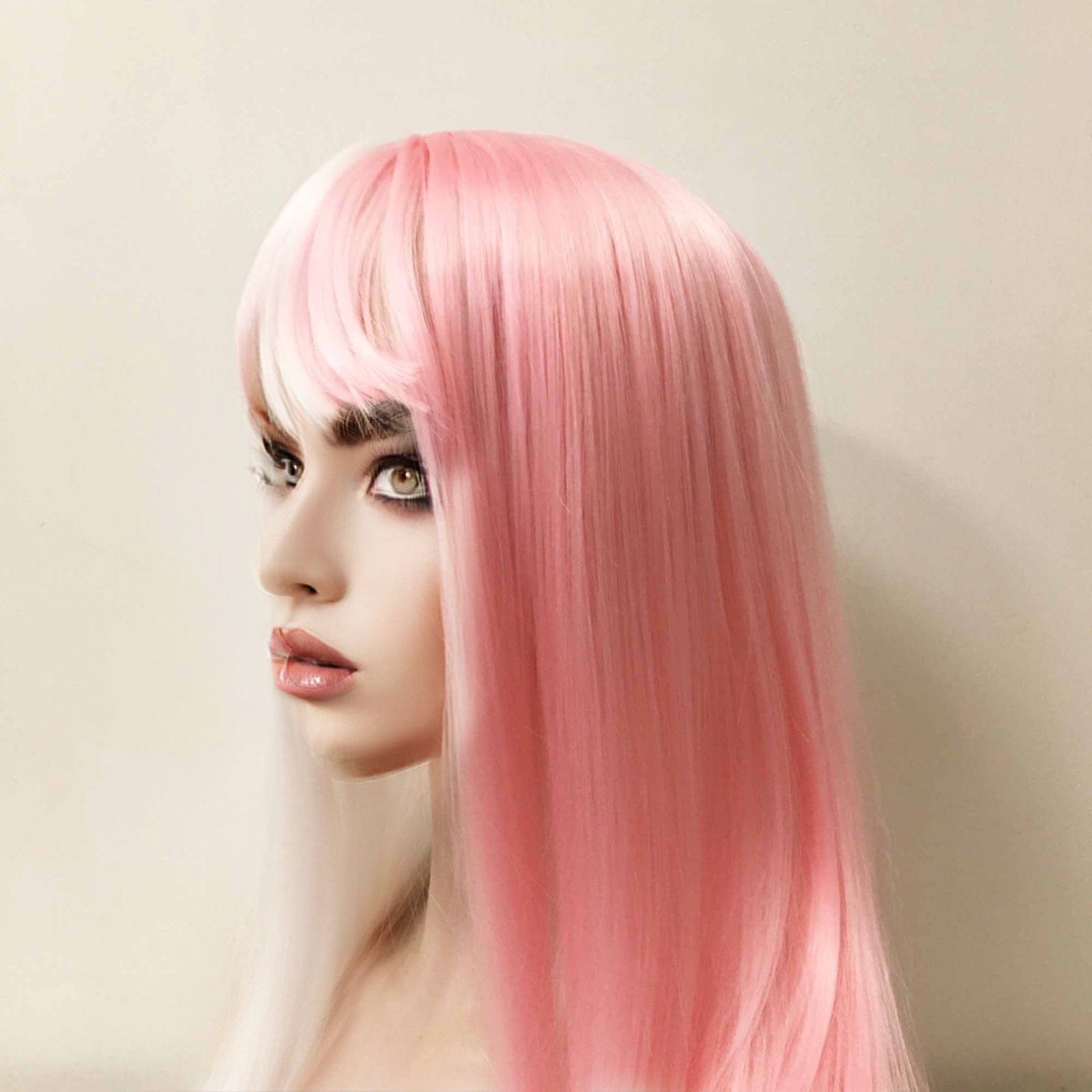 Pink wig with outlet fringe