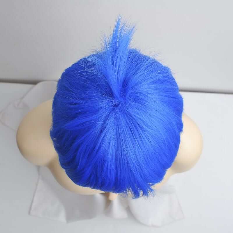 nevermindyrhead Women Short Blue Wig Pixie Boy Cut Straight Fringe Bangs For Cosplay