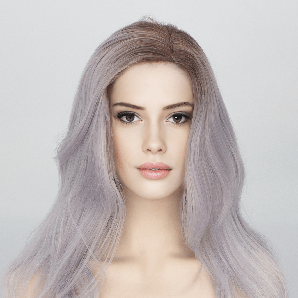 nevermindyrhead Women Silver Gray Ombre Dark Root Long Straight Hair Side Part Wig