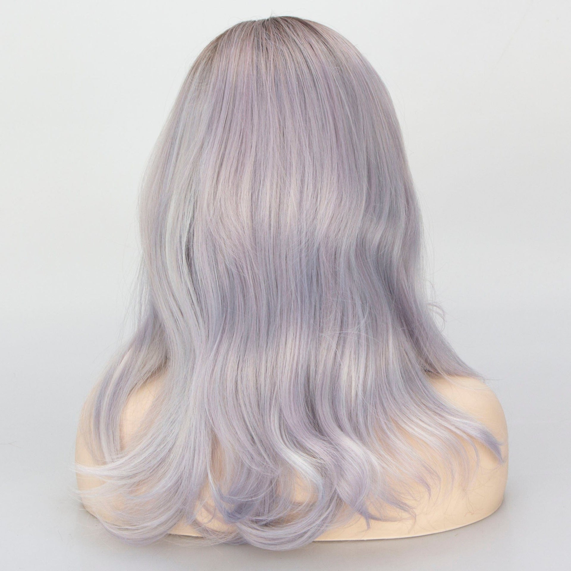 nevermindyrhead Women Silver Gray Ombre Dark Root Long Straight Hair Side Part Wig