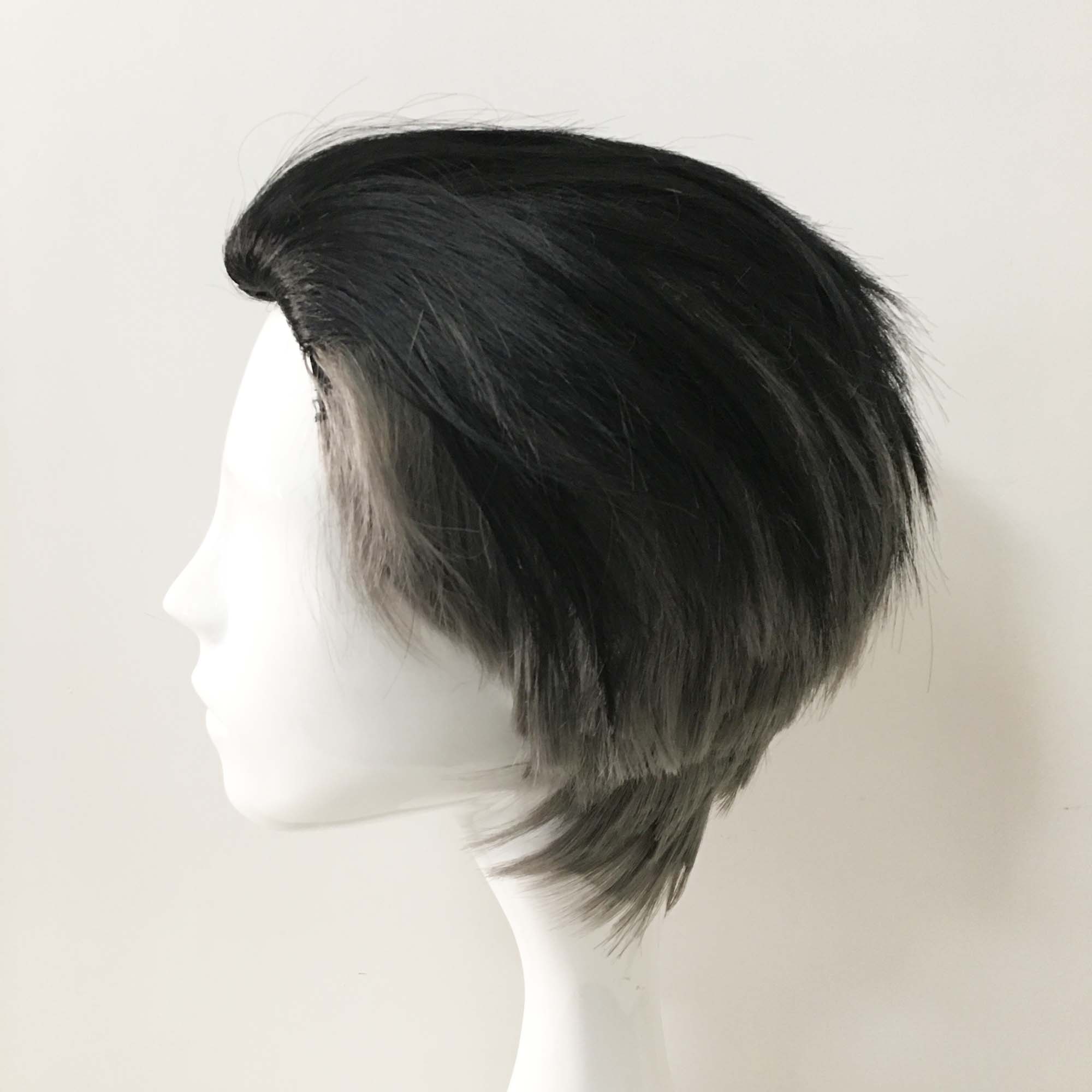 Men Black Gray Two Tone Men Undercut Slicked Back Layer Short Wig