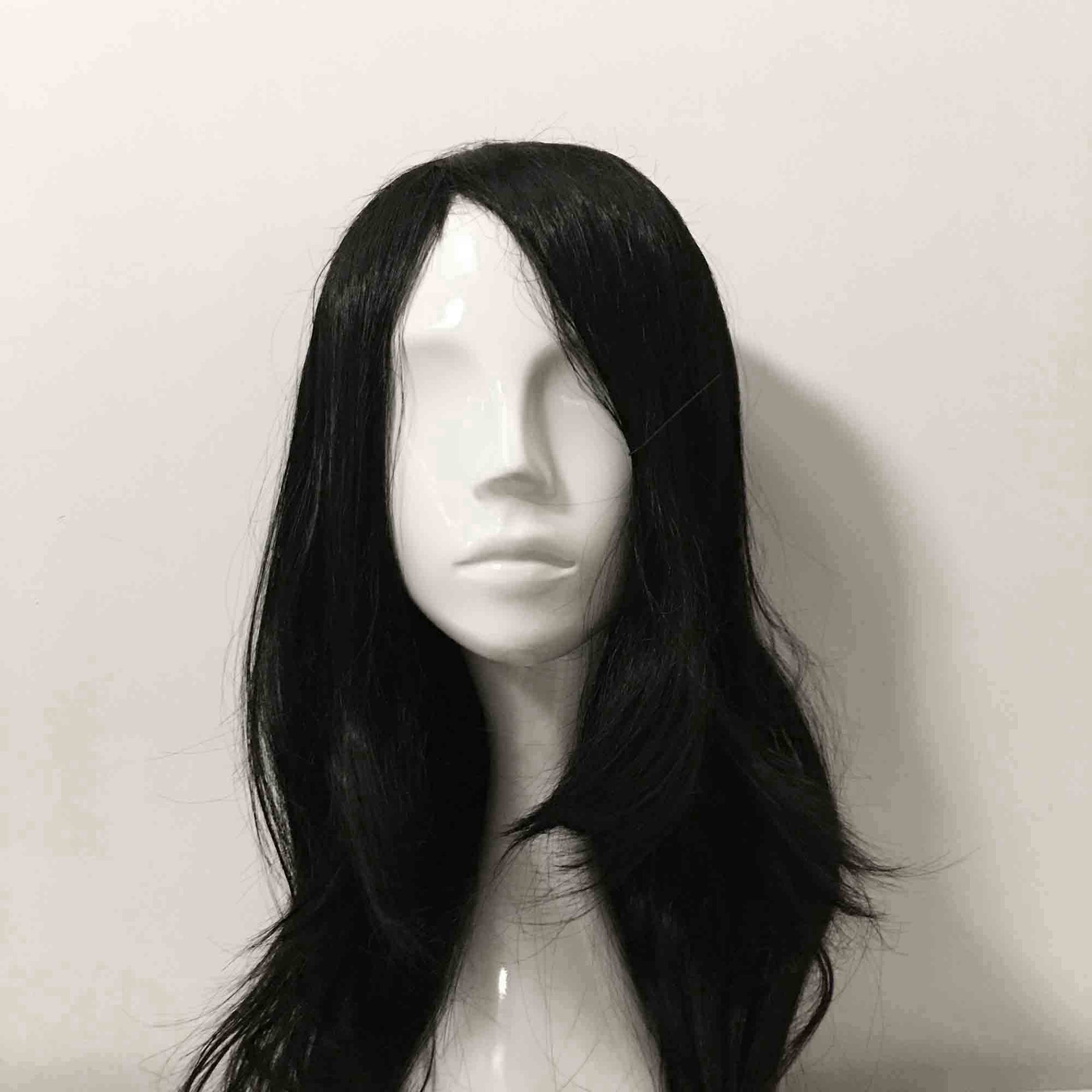 nevermindyrhead Men Black Long Straight Side Swept Bangs Layered Gothic Cosplay Wig