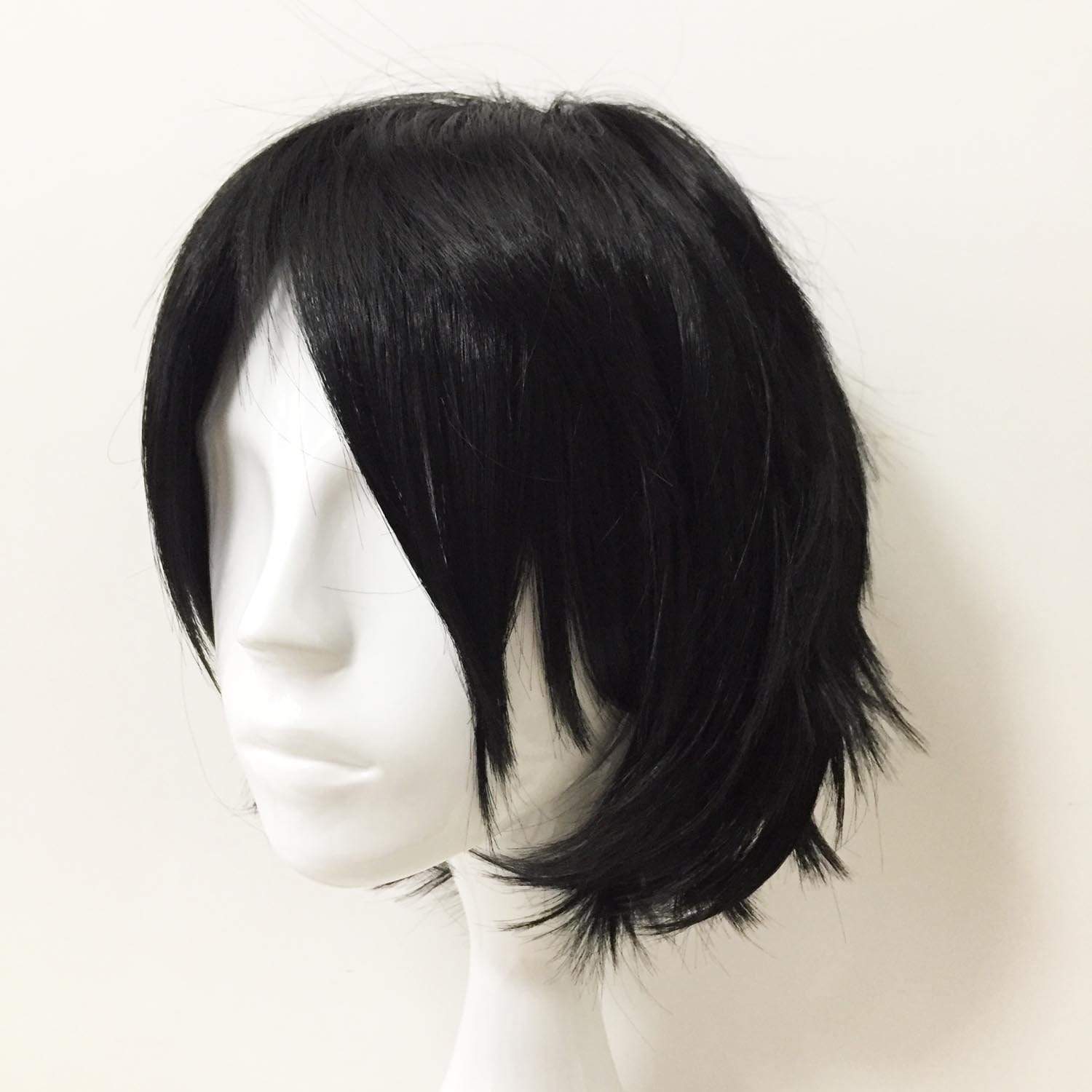 nevermindyrhead Men Black Straight Long Bangs Middle Part Cosplay Wig